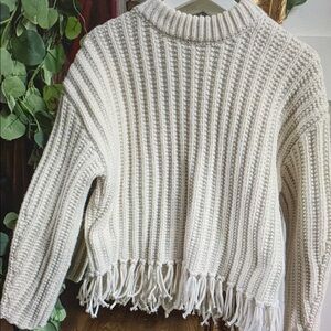 Cozy Cream Fringe Sweater